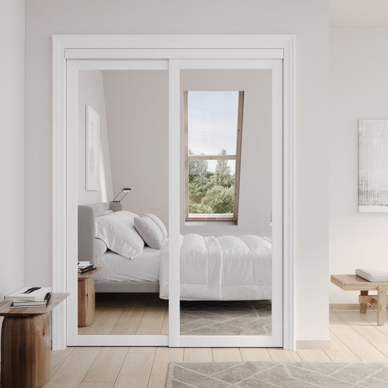 White sliding wardrobe with mirror discount